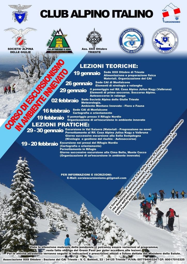 Locandina corso escursionismo neve 2022